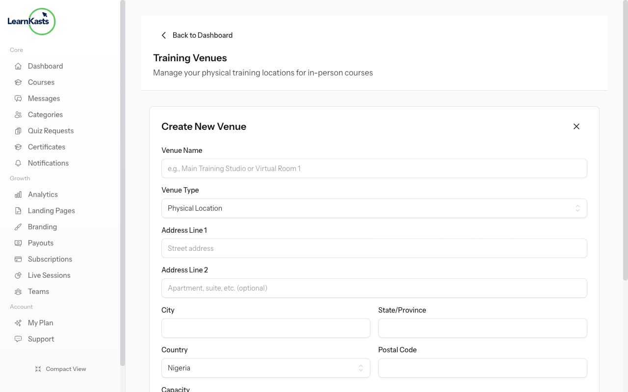 Assign venues to sessions