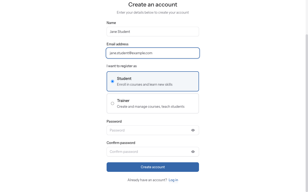 Agree to terms and register