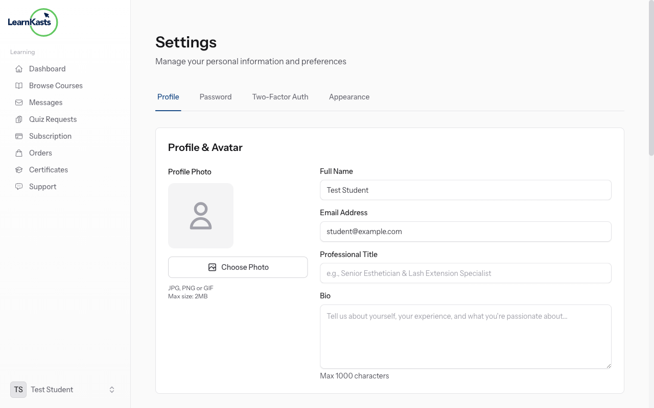 Complete your profile