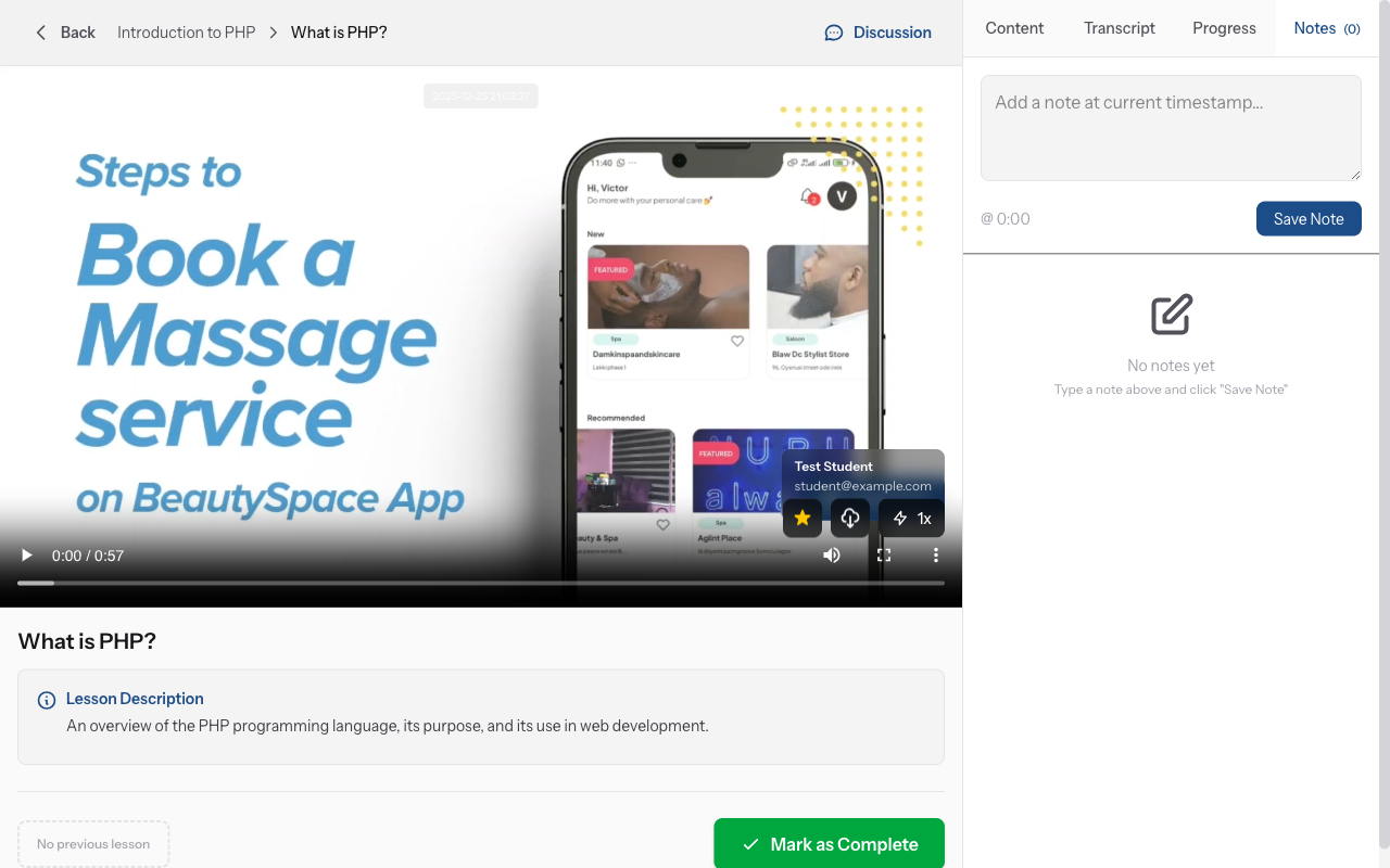 Open the notes panel