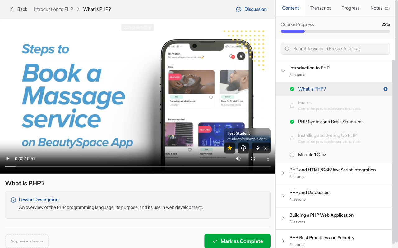 Video player interface