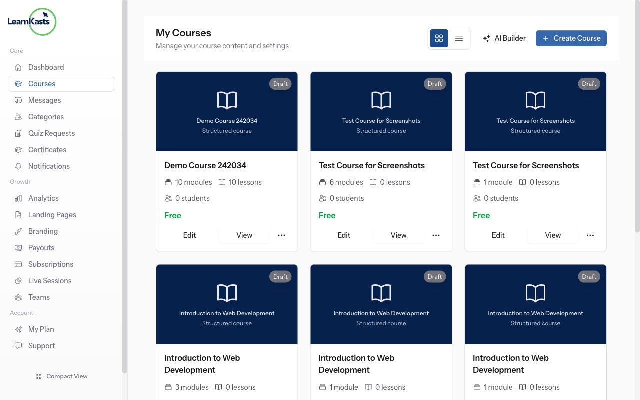 Create a quiz lesson first