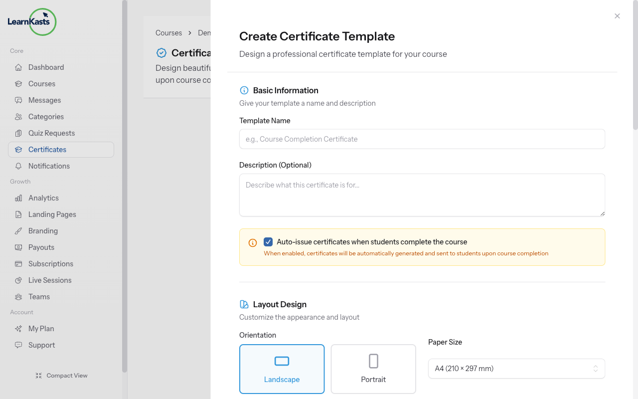 Create a certificate template