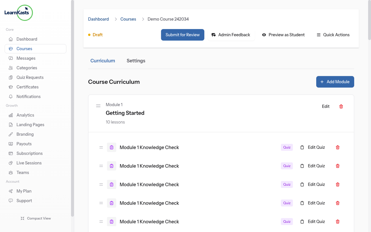 Open course curriculum