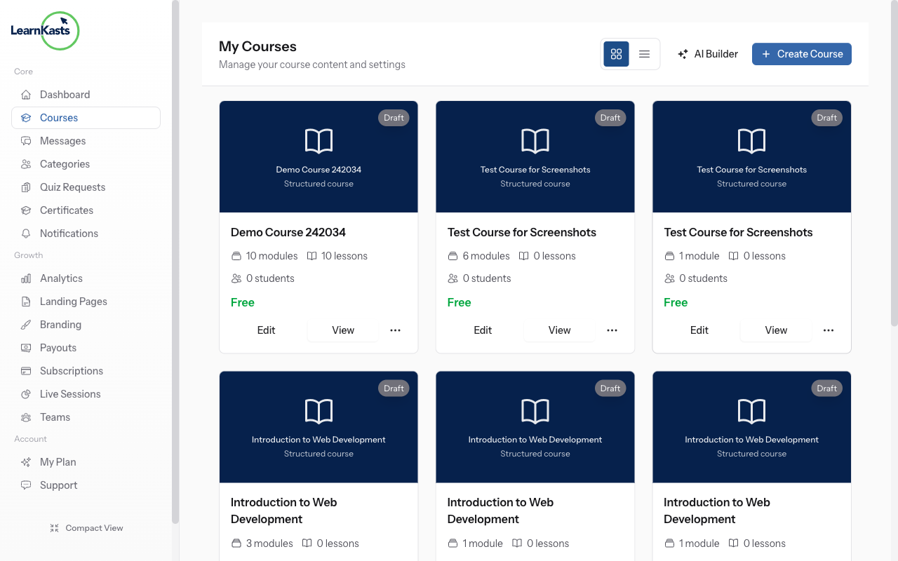 Create your first course