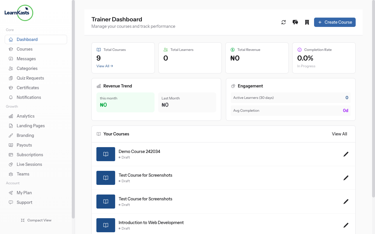 Explore your trainer dashboard