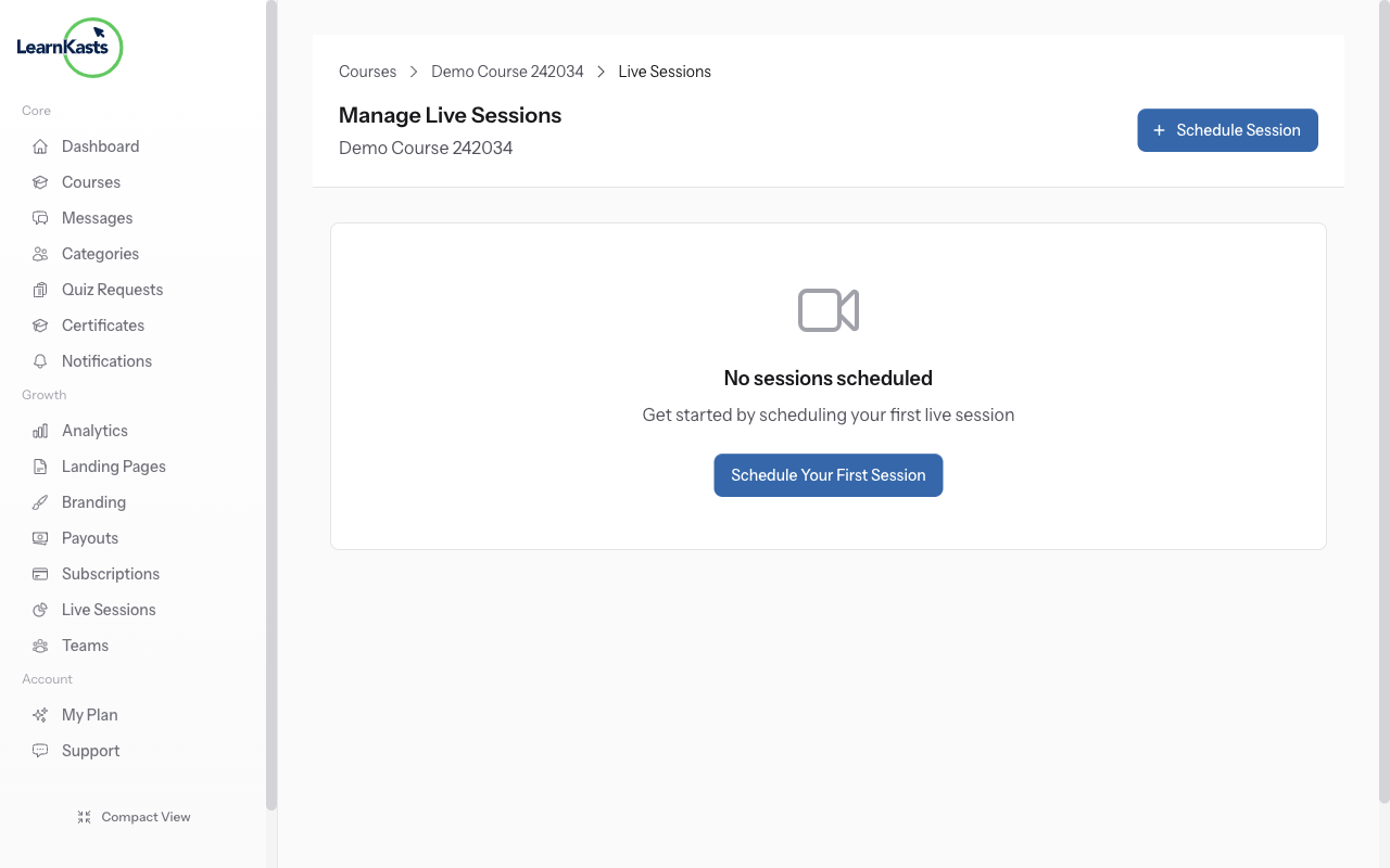 Navigate to live sessions