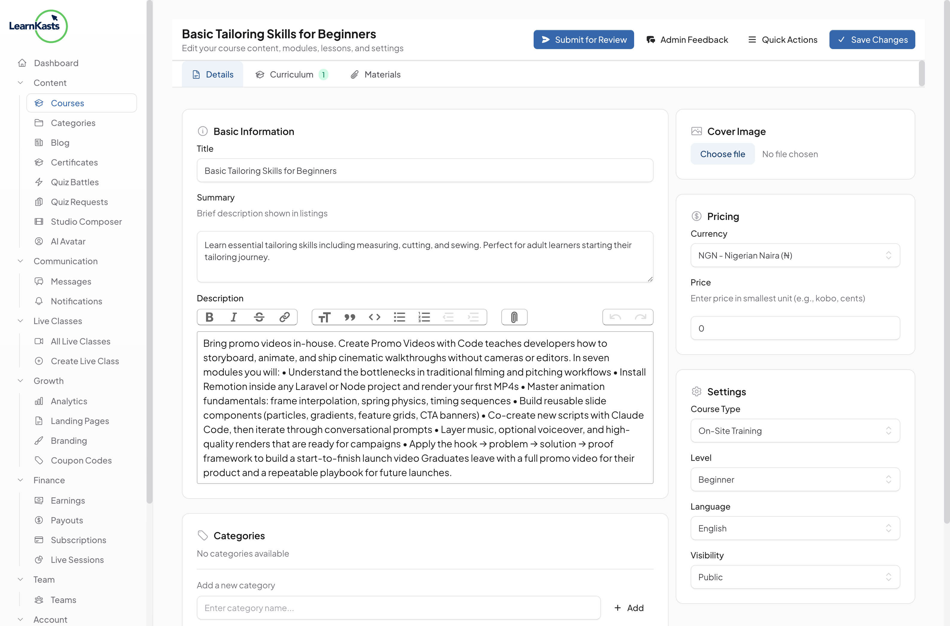 Schedule cohort sessions