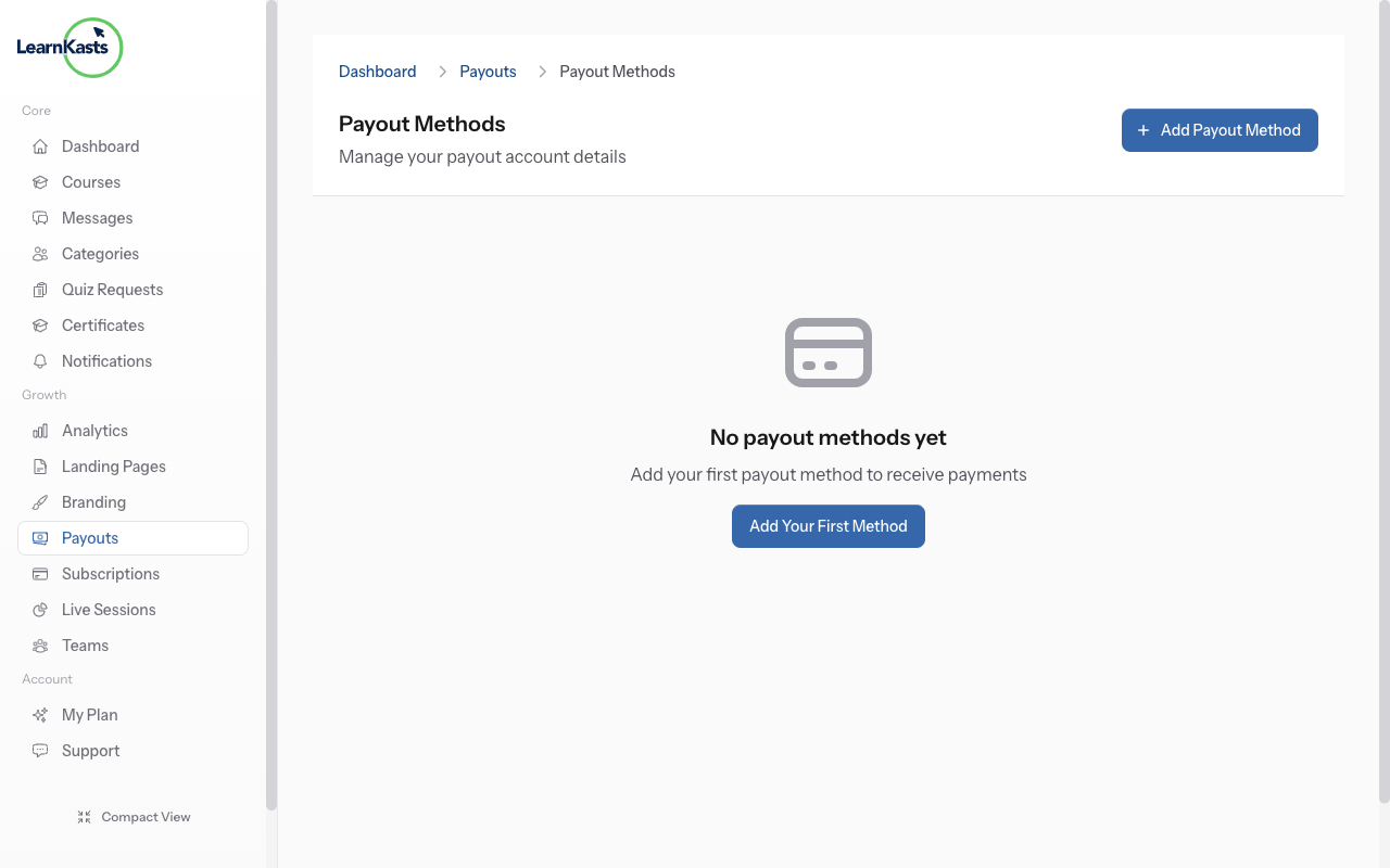 Add bank account method