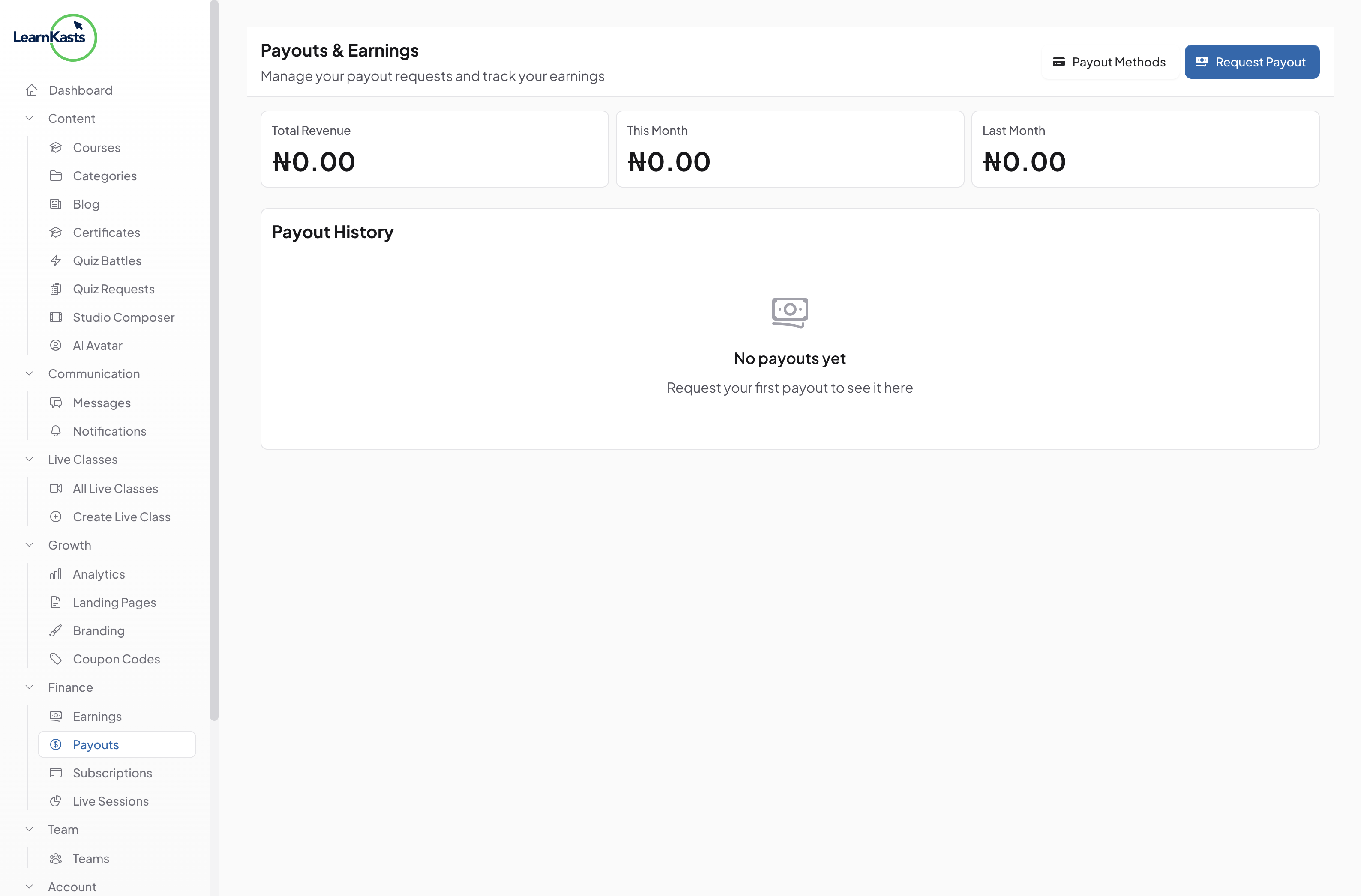 Set default payout method
