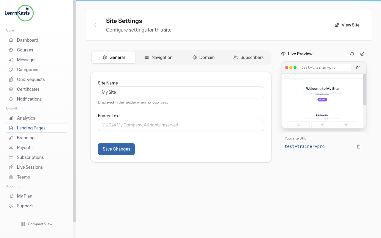 Share your subdomain