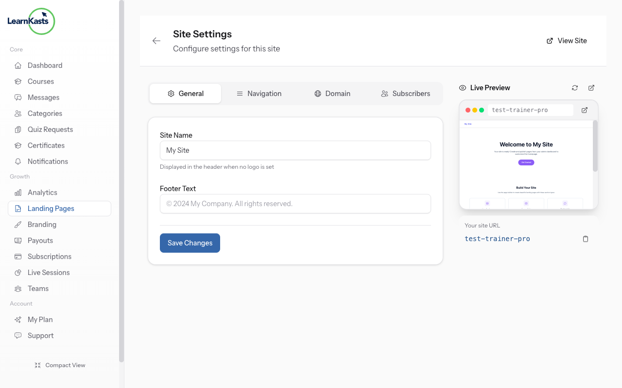 Update subdomain settings